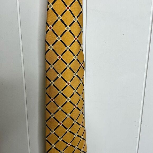 Vintage Beans McGee Yellow 100% Silk Men’s Neck Tie - Picture 3 of 8